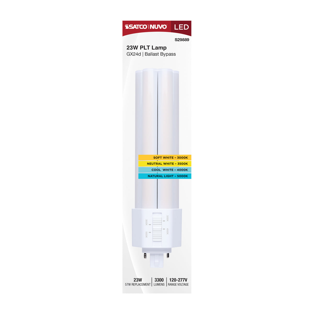 Satco S29889 23W PLT CCT Selectable LED Light Bulb GX24d (2-Pin) Base