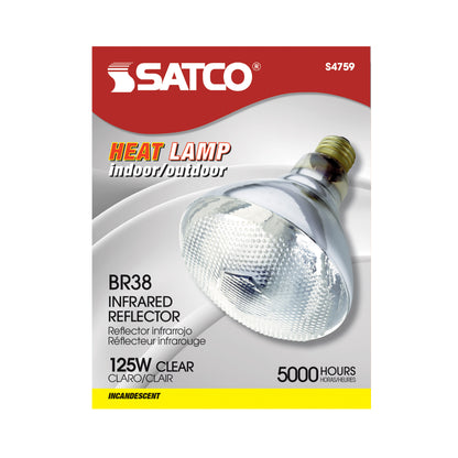 Satco S4759 125W BR38 Warm White Incandescent Light Bulb Medium Base