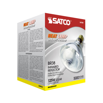 Satco S4759 125W BR38 Warm White Incandescent Light Bulb Medium Base