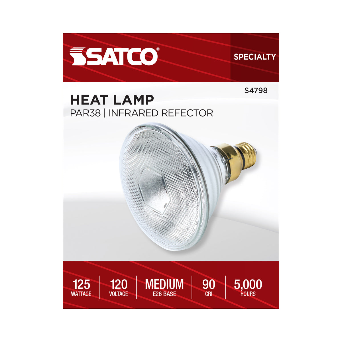 Satco S4798 125W PAR38 Warm White Incandescent Light Bulb Medium Base