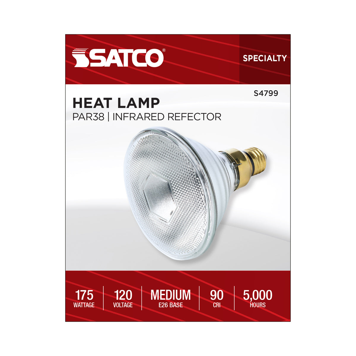 Satco S4799 175W PAR38 Warm White Incandescent Light Bulb Medium Base
