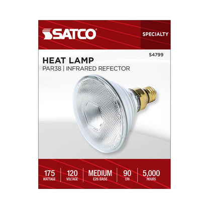 Satco S4799 175W PAR38 Warm White Incandescent Light Bulb Medium Base