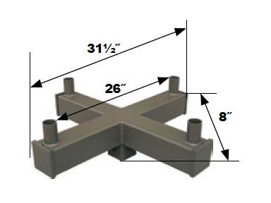 MaxLite S4VT4S90WH 4" Square Poles, Steel Square Brackets, ( 4 ) 2-3/8" * 4" Tenon Arms @ 90 Degrees, White, Color Finish 138/10004 Ral