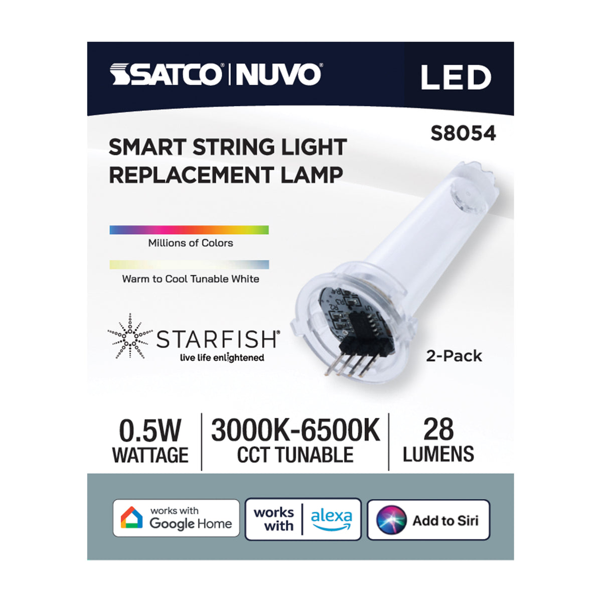 Satco S8054 0.5W S14 CCT Selectable LED Light Bulb 4-Pin Base