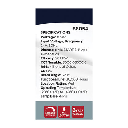 Satco S8054 0.5W S14 CCT Selectable LED Light Bulb 4-Pin Base