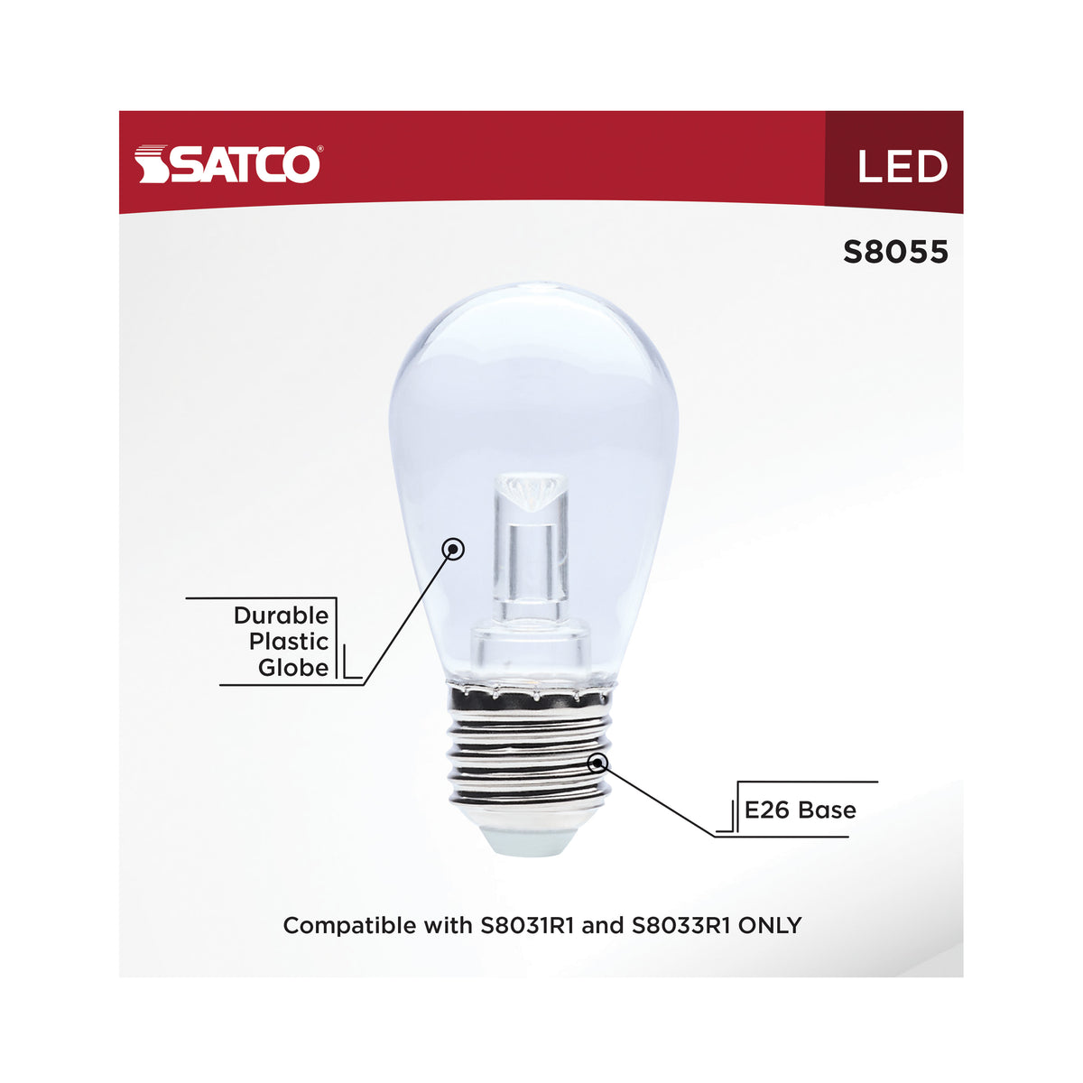 Satco S8055 0.5W S14 CCT Selectable LED Light Bulb Medium Base