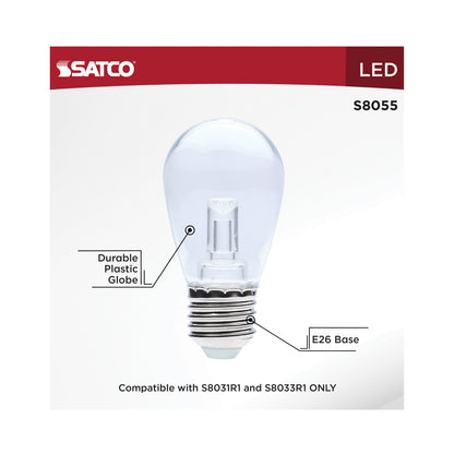 Satco S8055 0.5W S14 CCT Selectable LED Light Bulb Medium Base