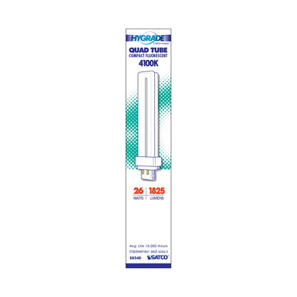 Satco S8340 26W T4 Cool White Compact Fluorescent Light Bulb G24q-3 (4-Pin) Base