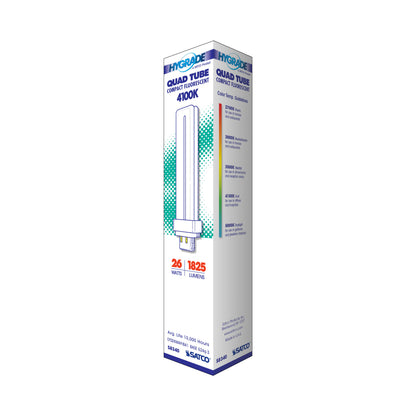 Satco S8340 26W T4 Cool White Compact Fluorescent Light Bulb G24q-3 (4-Pin) Base