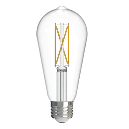 Bulbrite 776224 LED Filament 7.6 Watt Dimmable ST18 Light Bulb with Clear Finish and Medium Screw 3000K E26 Base - 3000K (Soft White Light) 800 lumens