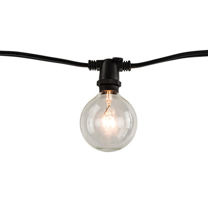 Bulbrite 810054 Bulbrite 14 ft, 10-Socket Decorative String Light Kit with Clear Incandescent Globe (G16) Bulbs, 14 ft, Black, 14 ft