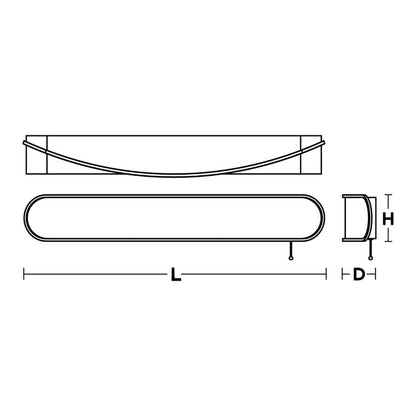 AFX Curve LED overbed light dimension diagram