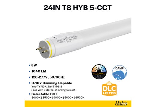 25 pack - Halco 87300 8W T8 CCT LED Light Bulb